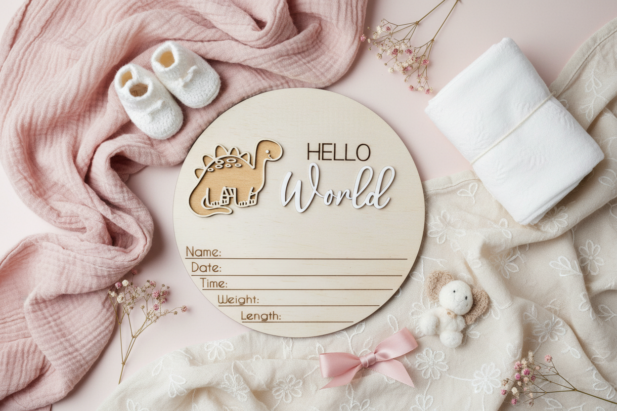 Hello World Dino Plaque by Gently Made
