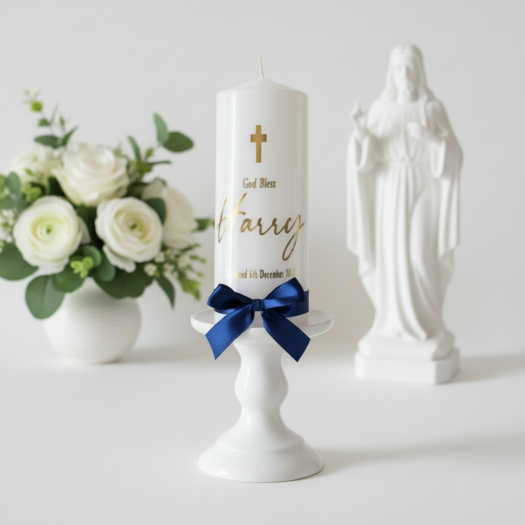 "Azure" Baptism | Christening Candle by Gently Made