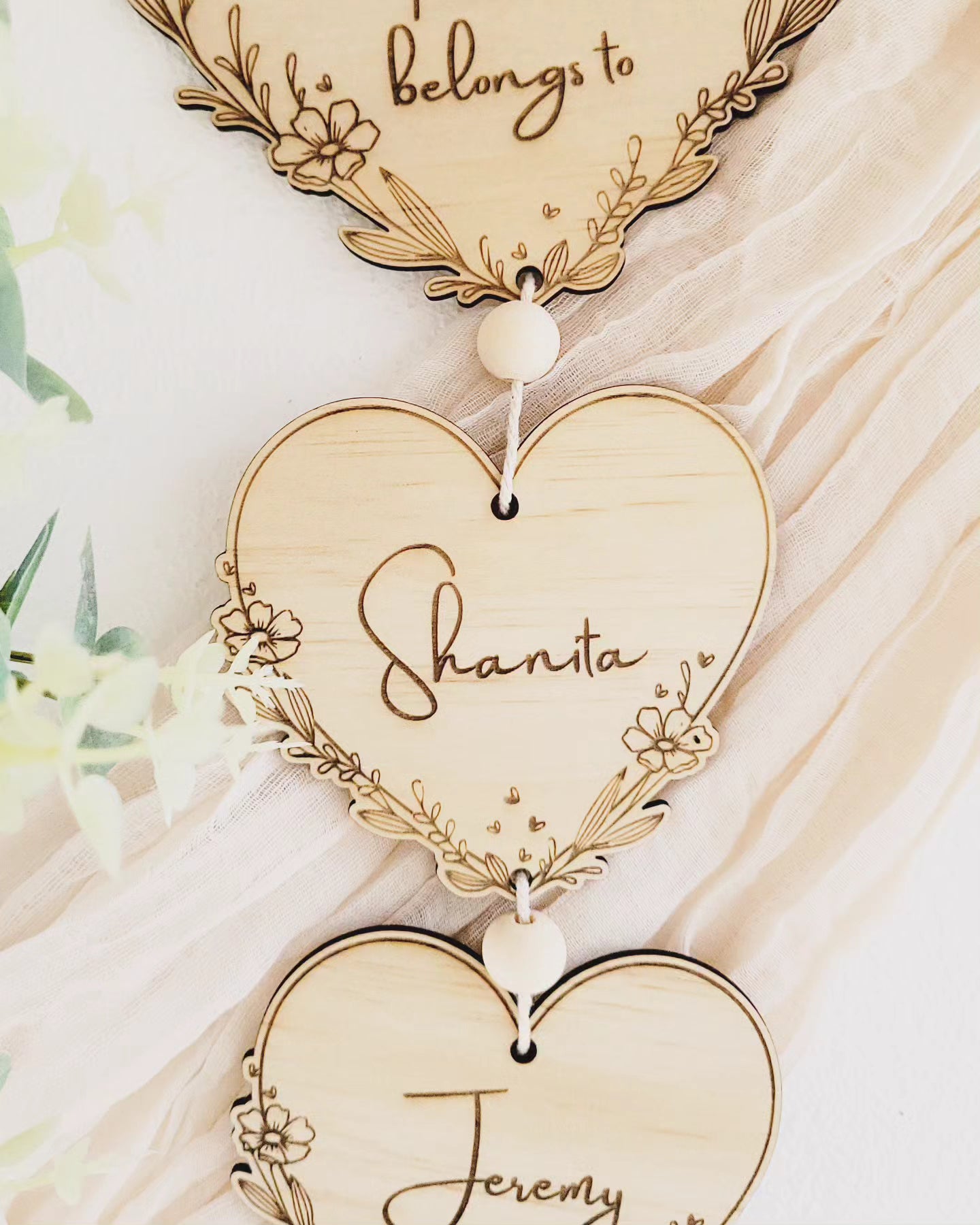 Floral heart children hanger ornament decor detail view