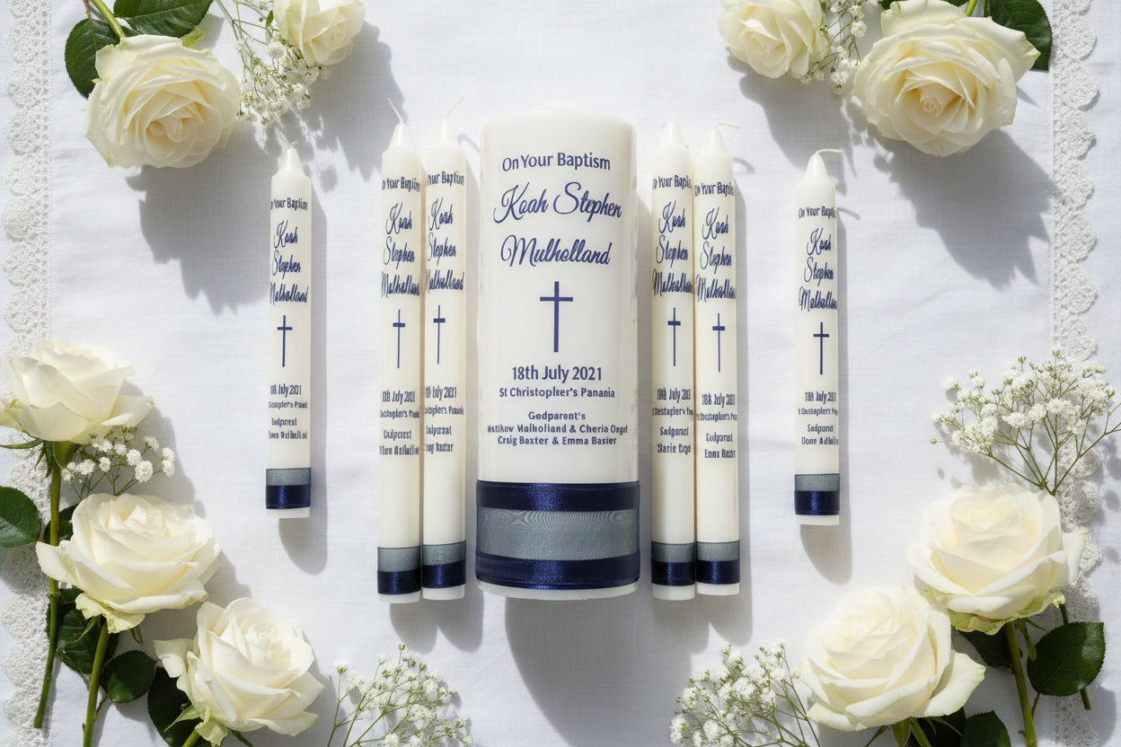 Classic Sheer Wrap Baptism | Christening Candle by Gently Made