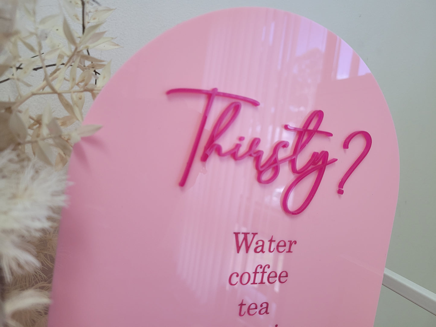 3D Thirsty Acrylic Drinks Menu personalised detail
