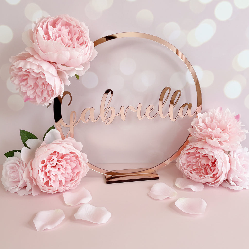 Free Standing Acrylic Name Hoop by Gently Made