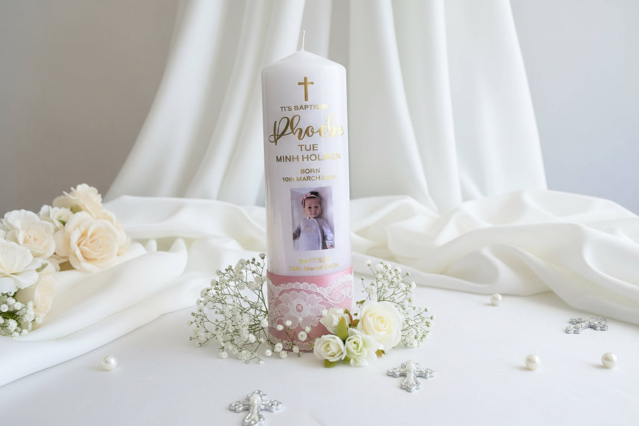 "Phoebe" Baptism | Christening Candle Package alternate view