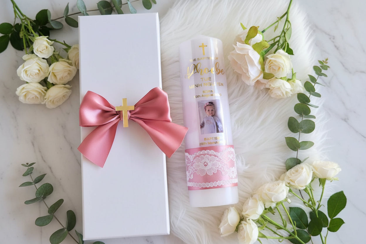 "Phoebe" Baptism | Christening Candle Package by Gently Made