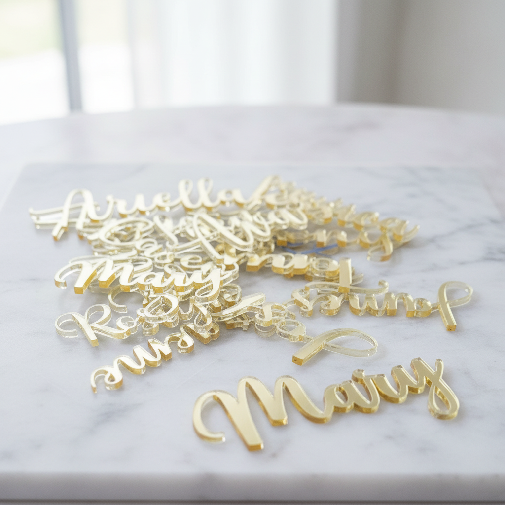 Acrylic table names personalised detail