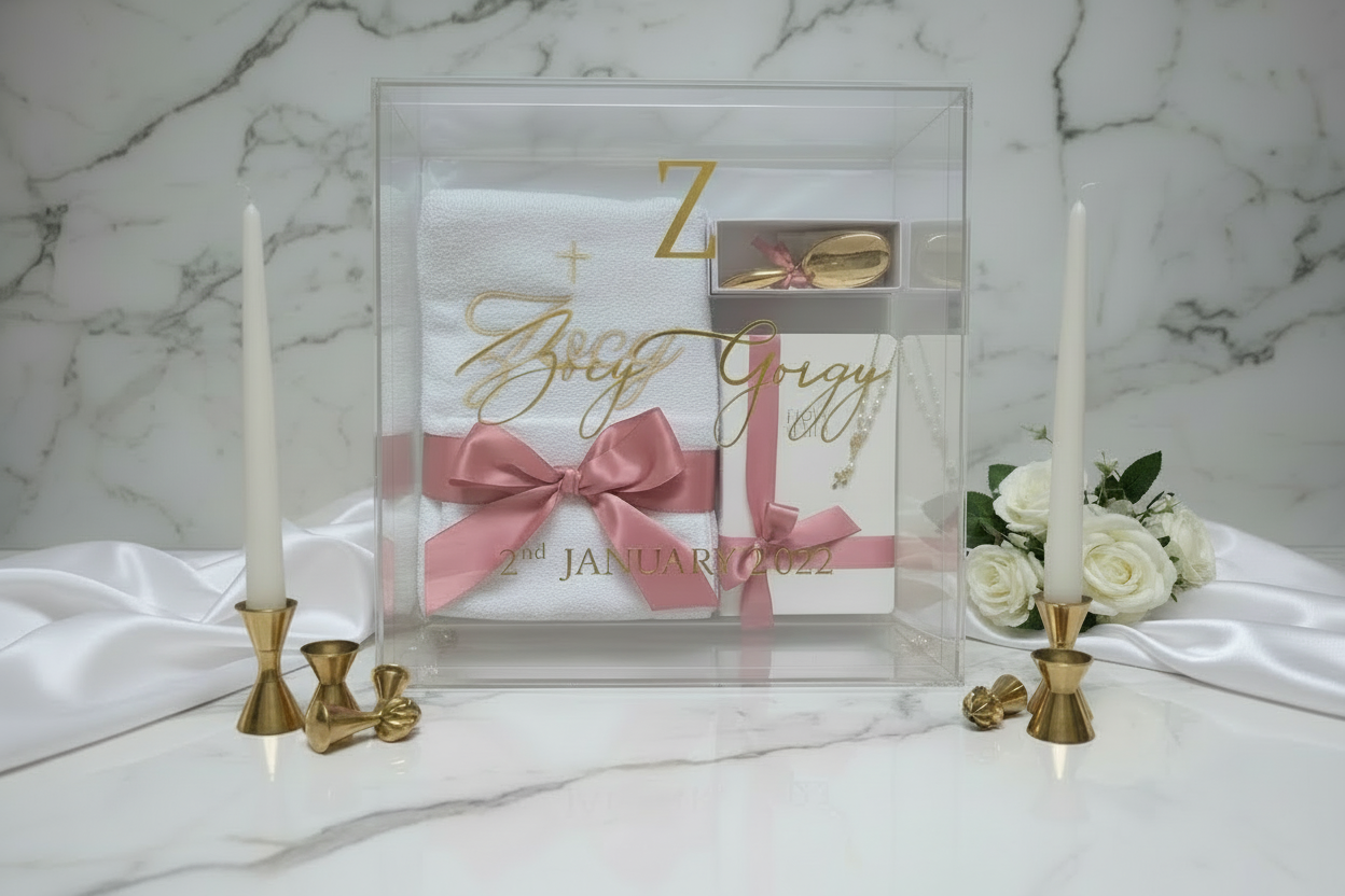 LUXE Acrylic Baptism Box and Candle Package by Gently Made