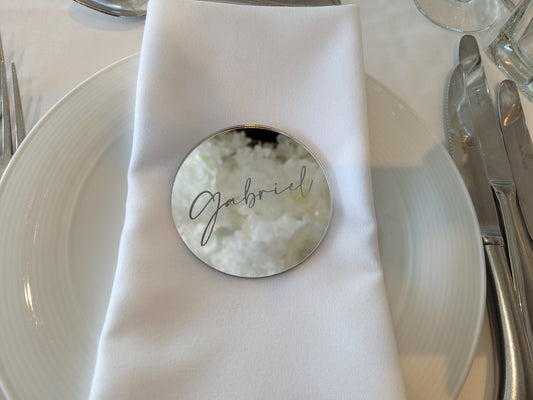 Round Acrylic Placecards by Gently Made