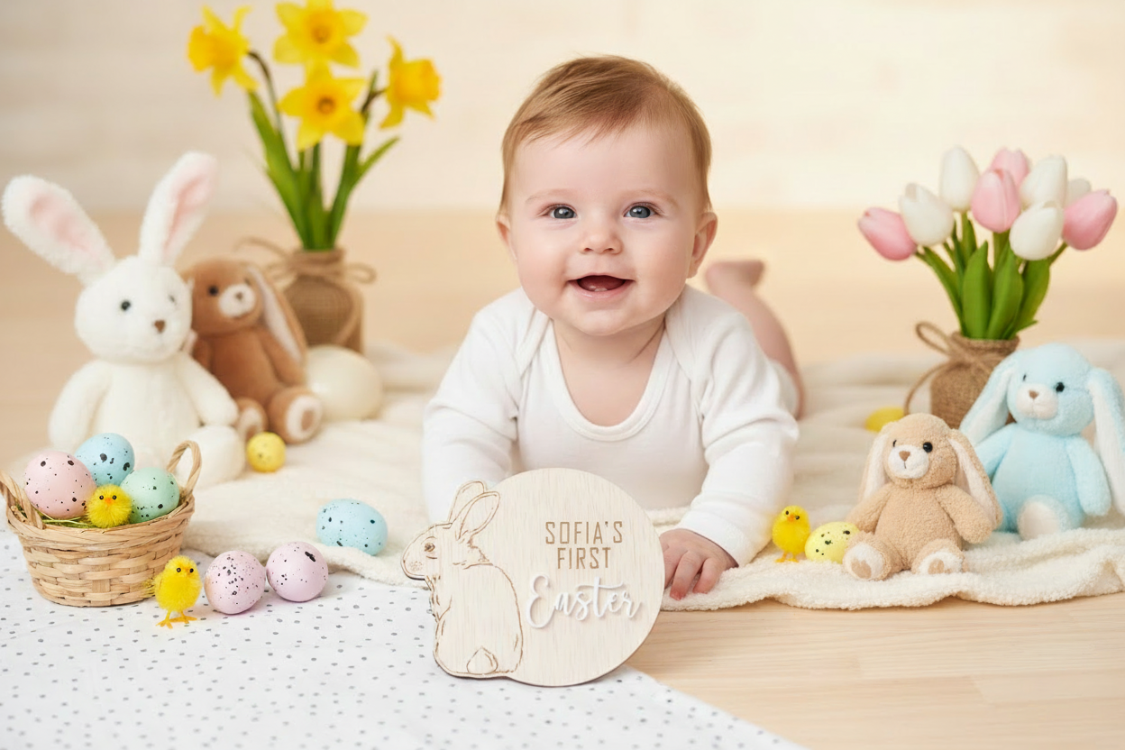 My First Easter Bunny Name Plaque detail view