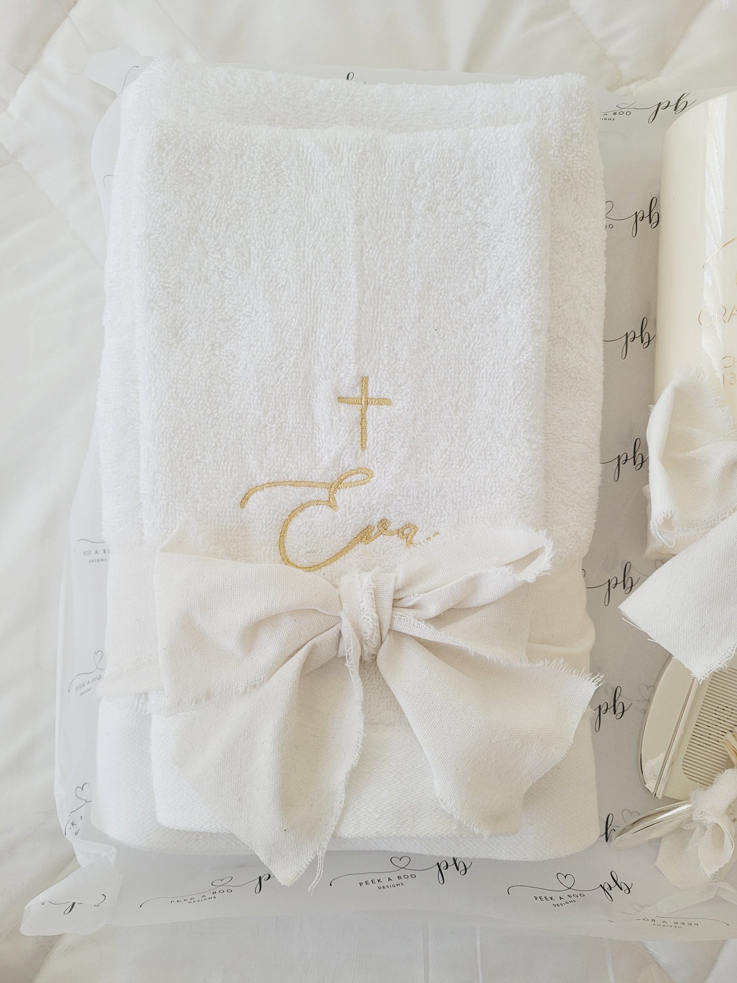 LUXE Acrylic Baptism Christening Box personalised detail