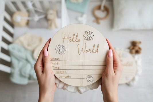 Daisy Hello World Announcement plaque by Gently Made