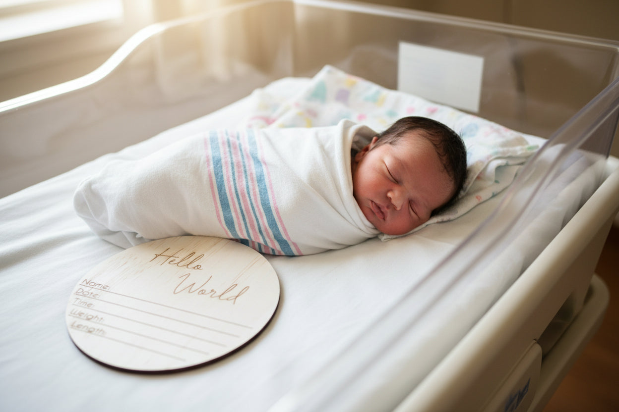 Hello world Announcement plaque by Gently Made