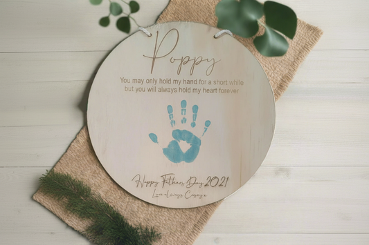 Sentimental Fathers Day Kids Hand Print Hanging Plaque by Gently Made