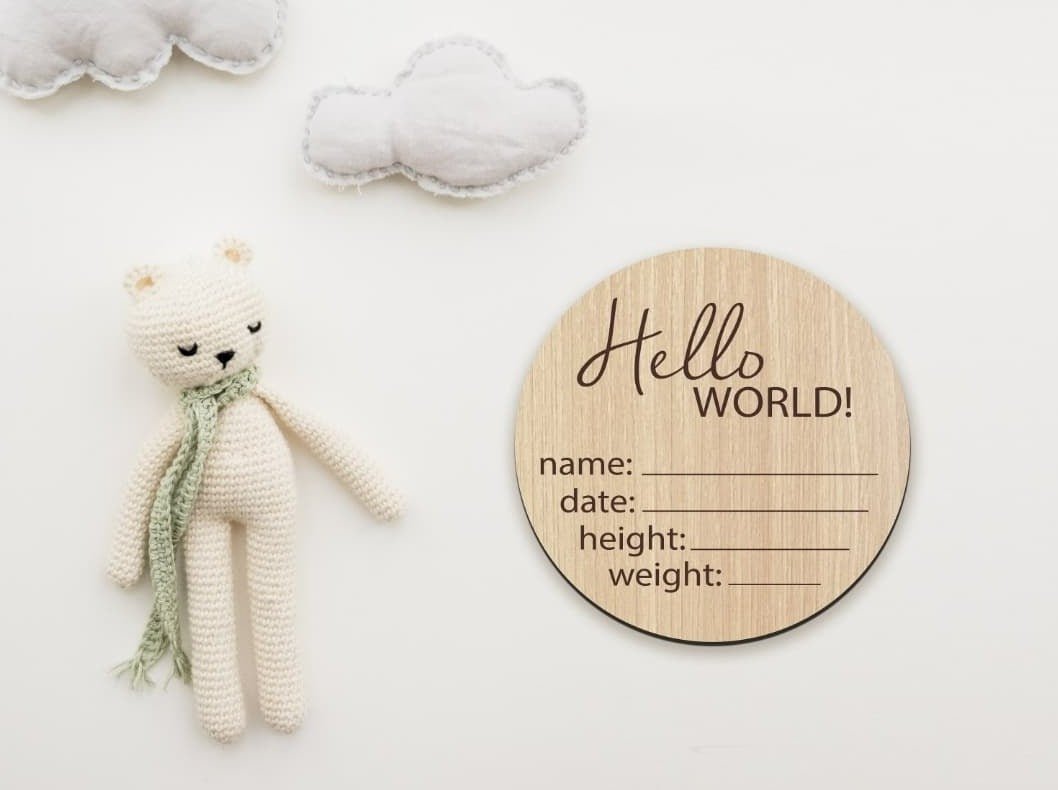 Raw wood Birth Announcement Plaque by Gently Made