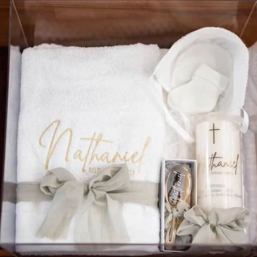 "Nathaniel" Acrylic Christening & Baptism Box Set — handmade in Australia by Gently Made