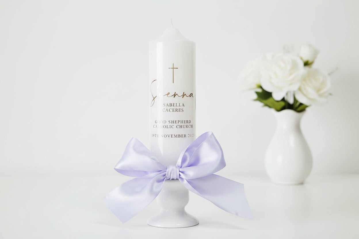 Sienna Baptism Christening Candle by Gently Made