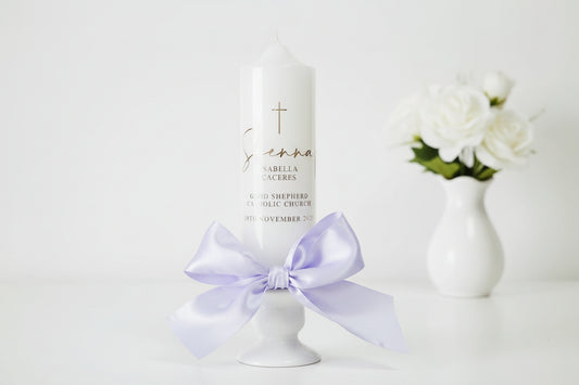 Sienna Baptism Christening Candle by Gently Made