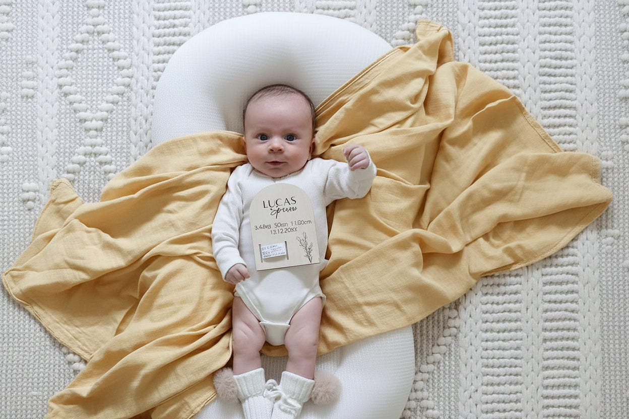Hospital band announcement plaque personalised baby keepsake by Gently Made