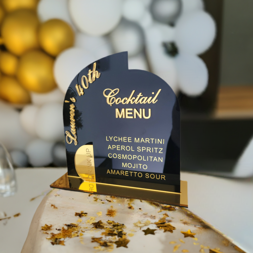 Double arch 3D Cocktail Bar menu by Gently Made