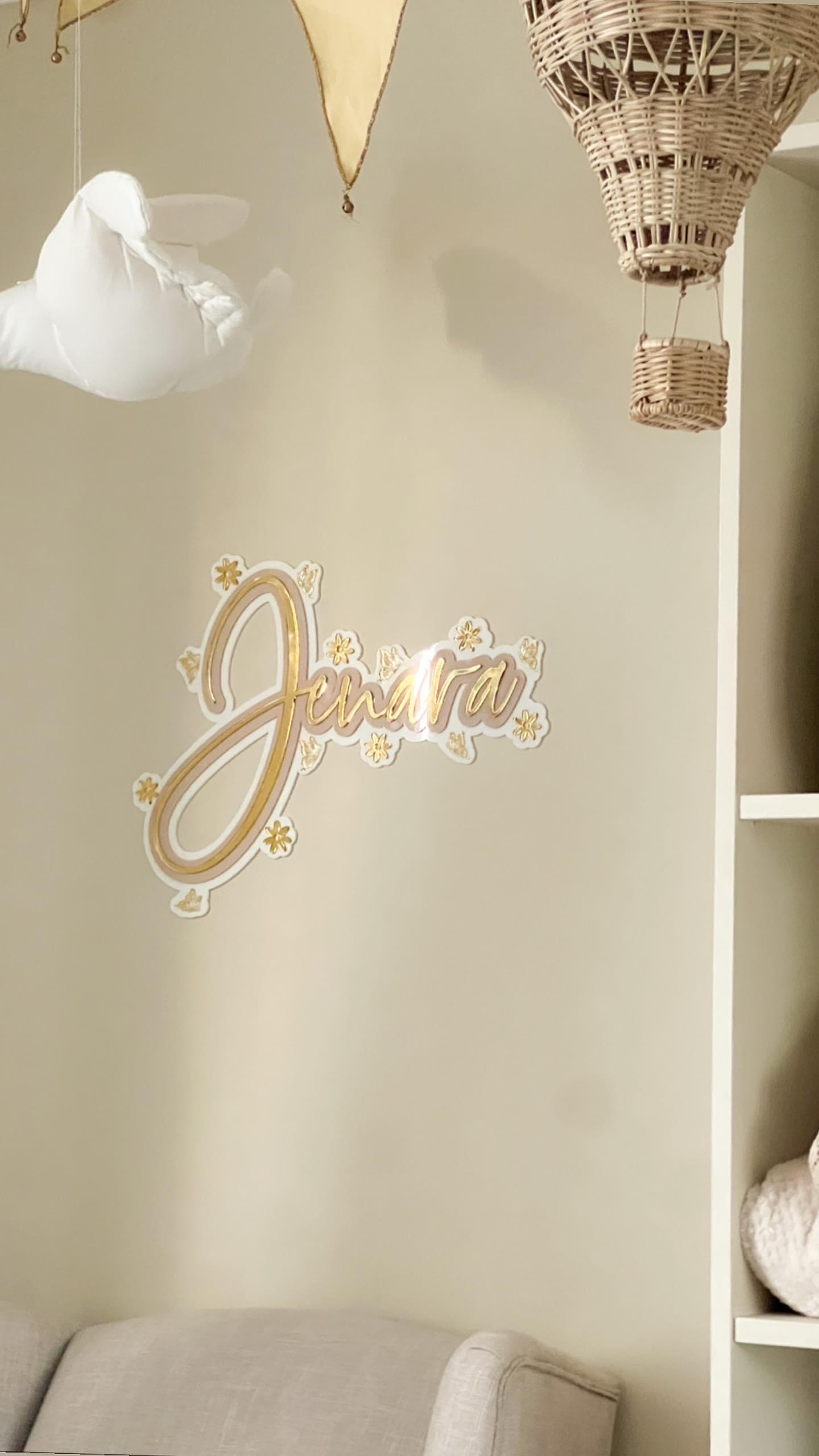 Triple Layer Acrylic Butterfly Daisy Name Plaque alternate view