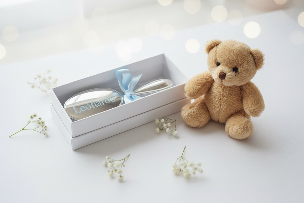 Deluxe Mirror Silver Baby Brush Set by Gently Made