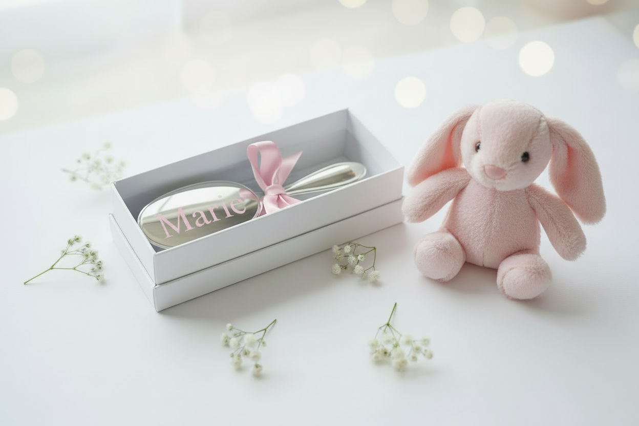 Deluxe Mirror Silver Baby Brush Set alternate view