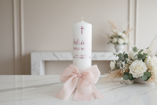 Adrielle Baptism | Christening Candle by Gently Made