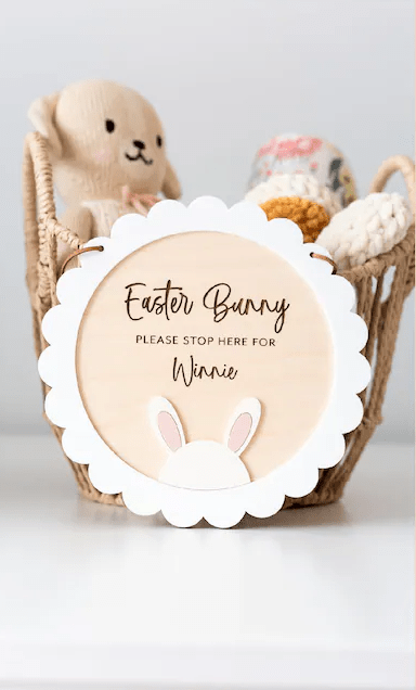 3D Scollop Easter Bunny please stop here by Gently Made