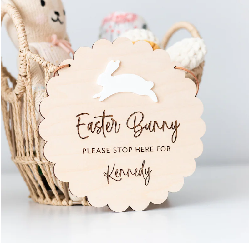 Scollop Easter Bunny please stop here by Gently Made