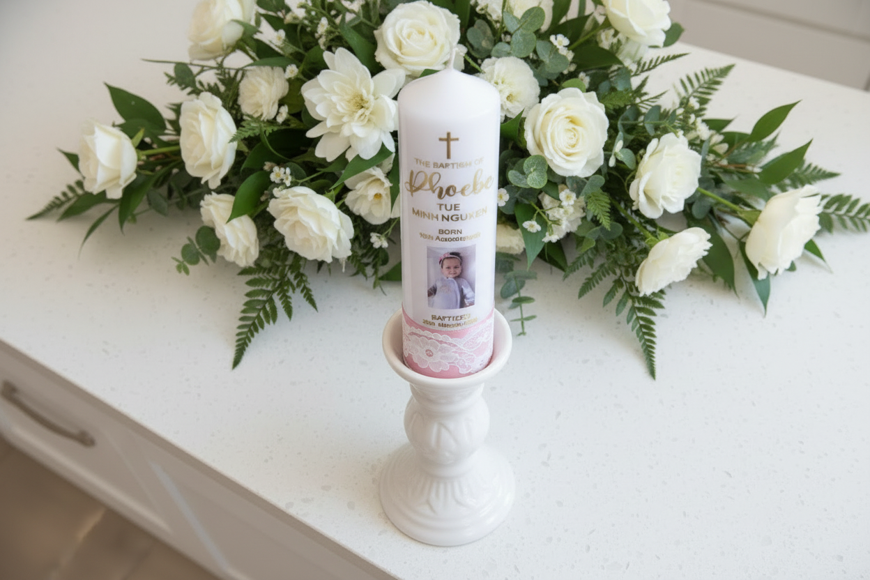 Premium Lace Baptism | Christening Candle alternate view