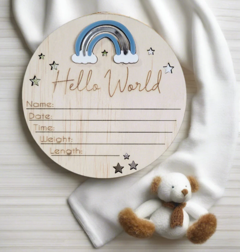 Rainbow Hello World announcement plaque alternate view