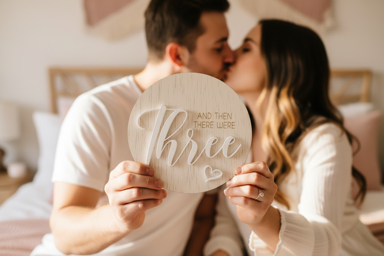 "Then there were three" announcement plaque by Gently Made