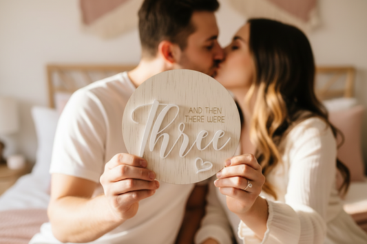 "Then there were three" announcement plaque by Gently Made