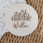 Wooden Name Plaque with florals alternate view