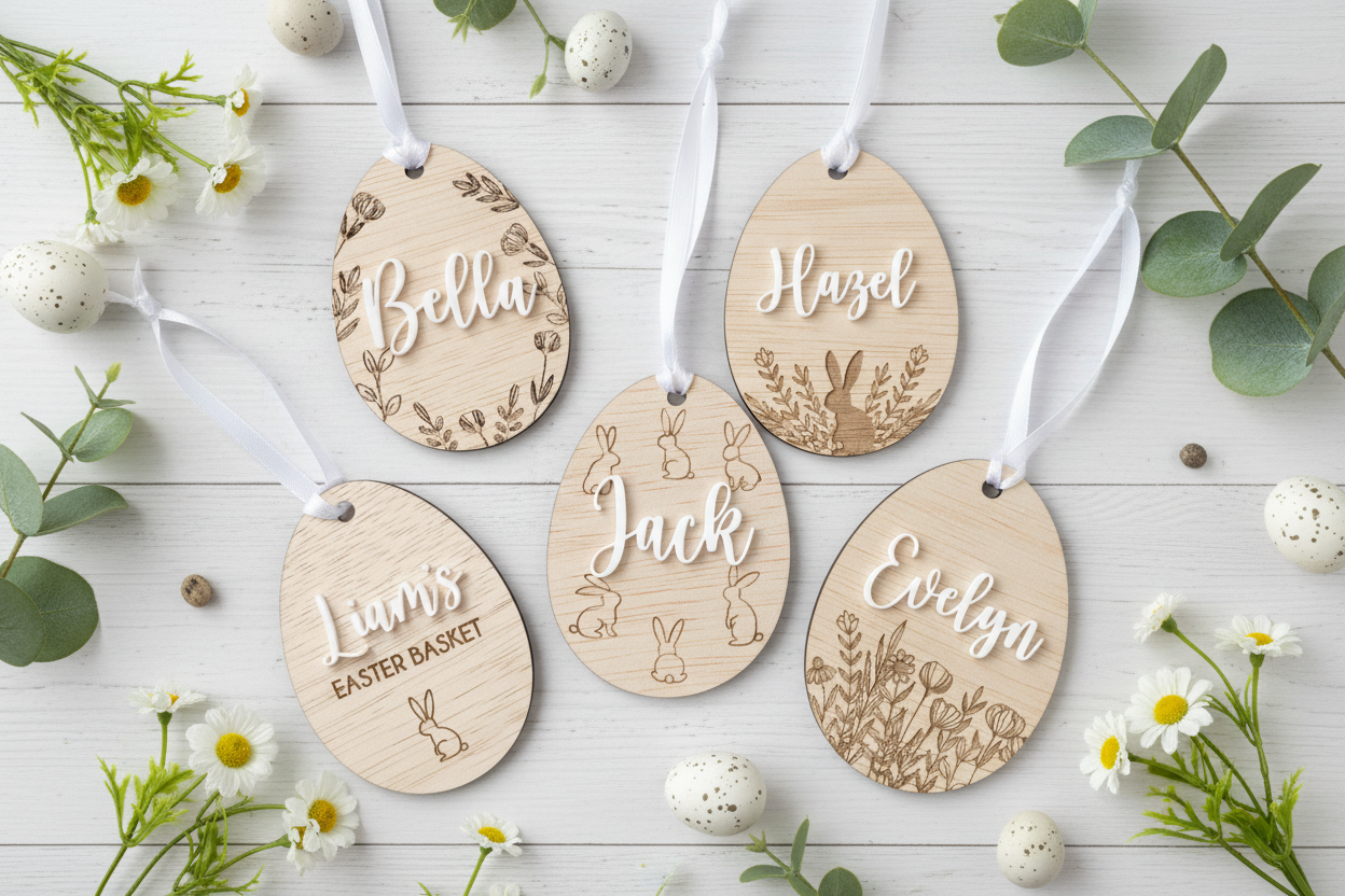 3D Personalized Engraved Easter Tag by Gently Made
