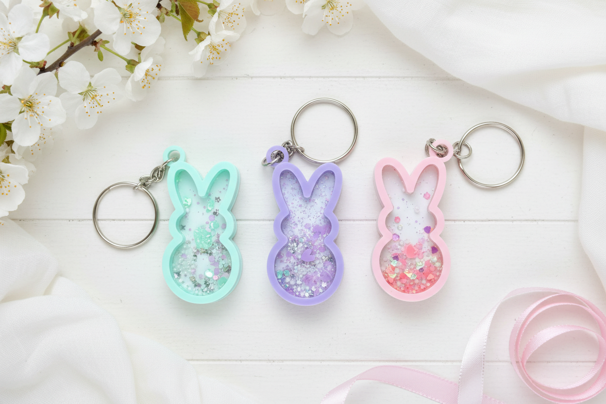 3D Bunny Shaker Bag Tag by Gently Made