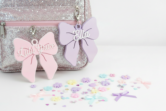 Personalised 3D Bow Bag Tags by Gently Made