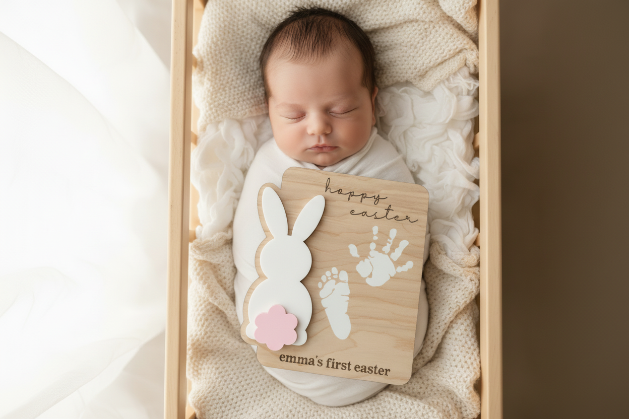 First Easter 3D Foot Print Plaque by Gently Made