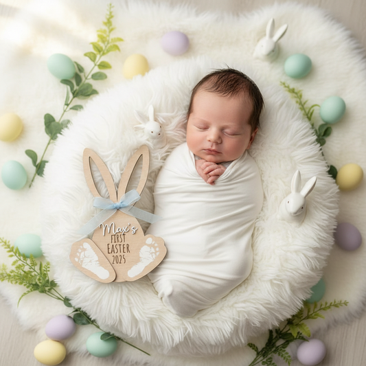 Personalised Easter Bunny Foot Print Plaque by Gently Made