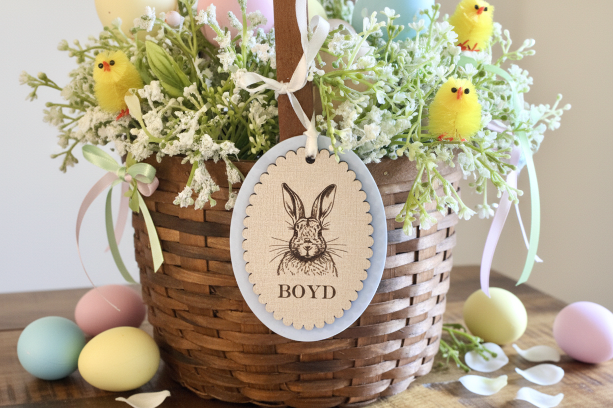 Bespoke 3D Personalised Easter Tag alternate view