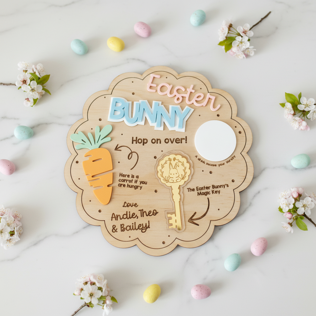 Personalized 3D Easter Bunny Treat Board by Gently Made