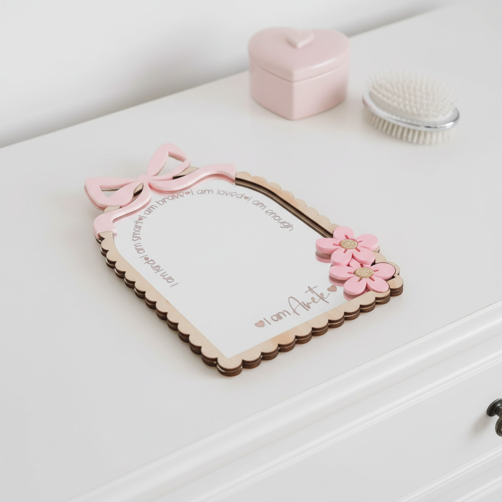 Personalized Bow and Daisy Affirmation Mirror alternate view