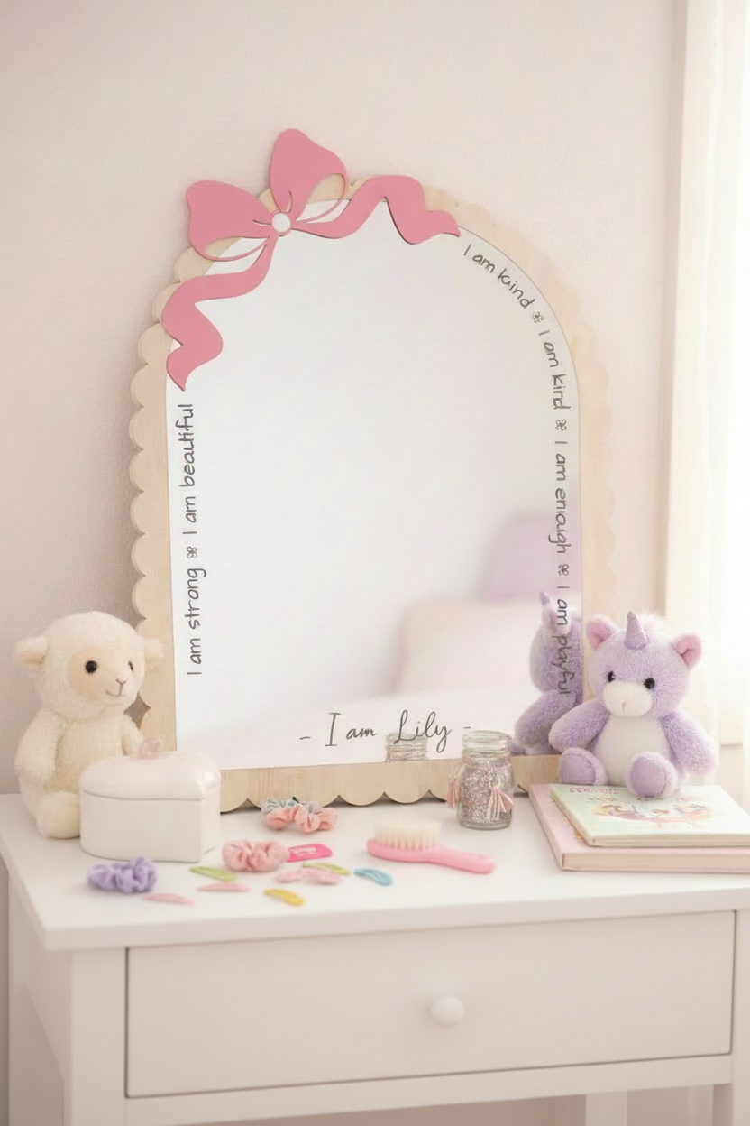 Personalized Scallop Bow Affirmation Mirror alternate view