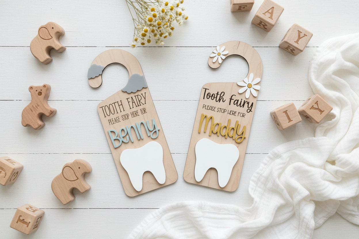 3D Personalised Tooth Fairy Hanger by Gently Made