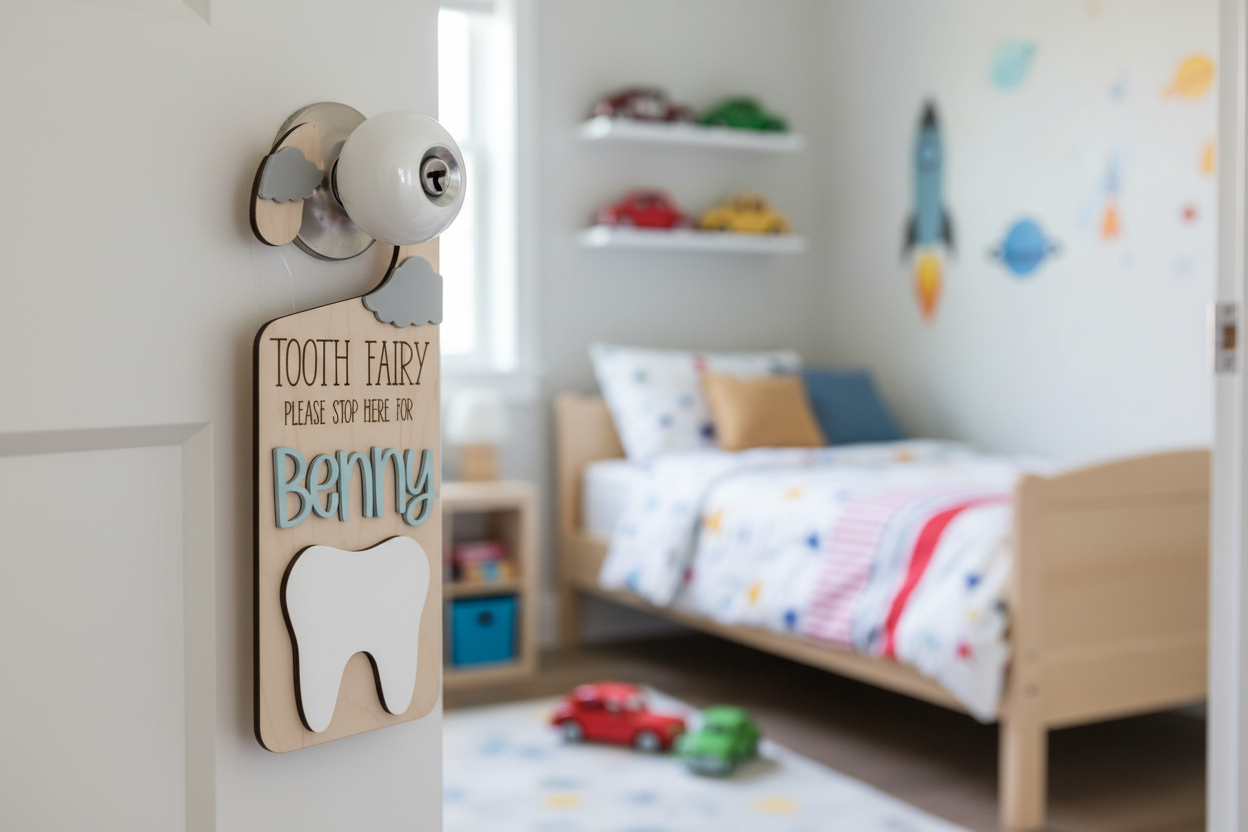 3D Personalised Tooth Fairy Hanger detail view