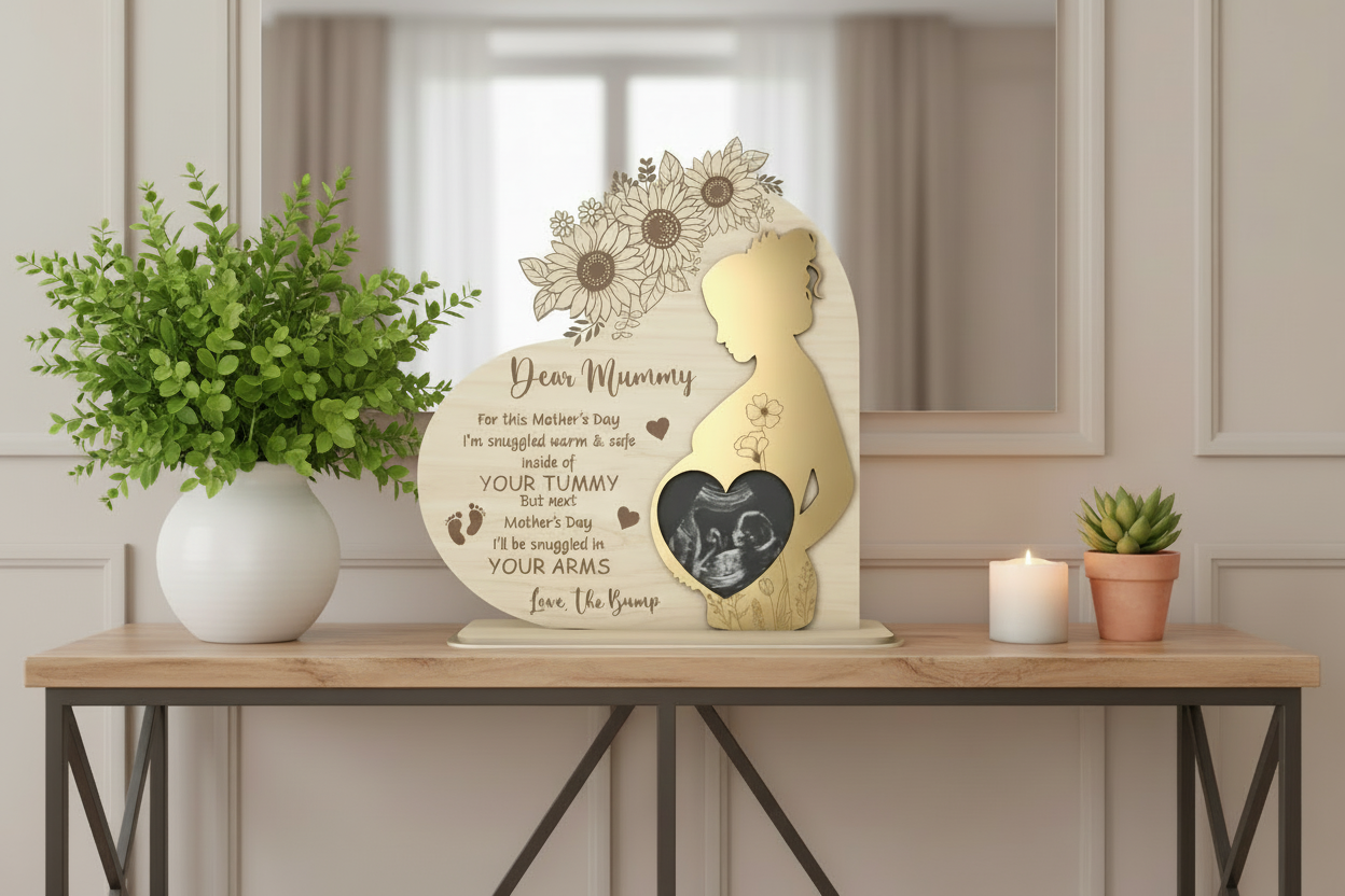 Personalised Mothers Day Sonogram plaque by Gently Made