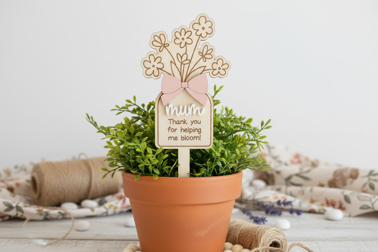 Mother's Day Planter Stick- Bow by Gently Made
