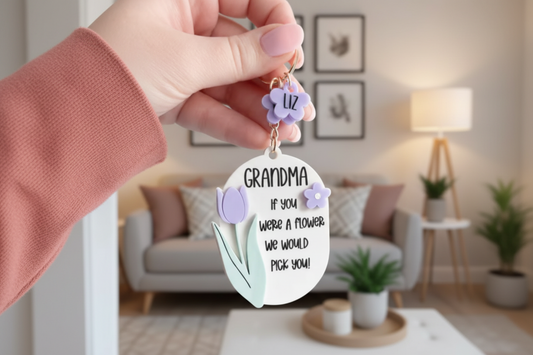 Personalised Mother's Day Keyring - Floral by Gently Made