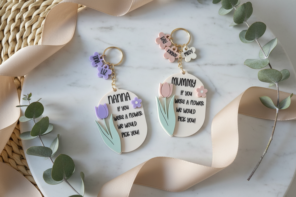 Personalised Mother's Day Keyring - Floral alternate view