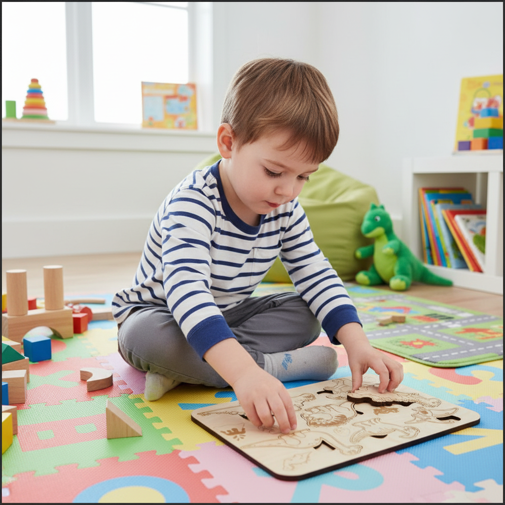 Kids Dinosaur Puzzles | Custom Puzzle | Wooden Puzzle | boho puzzle alternate view