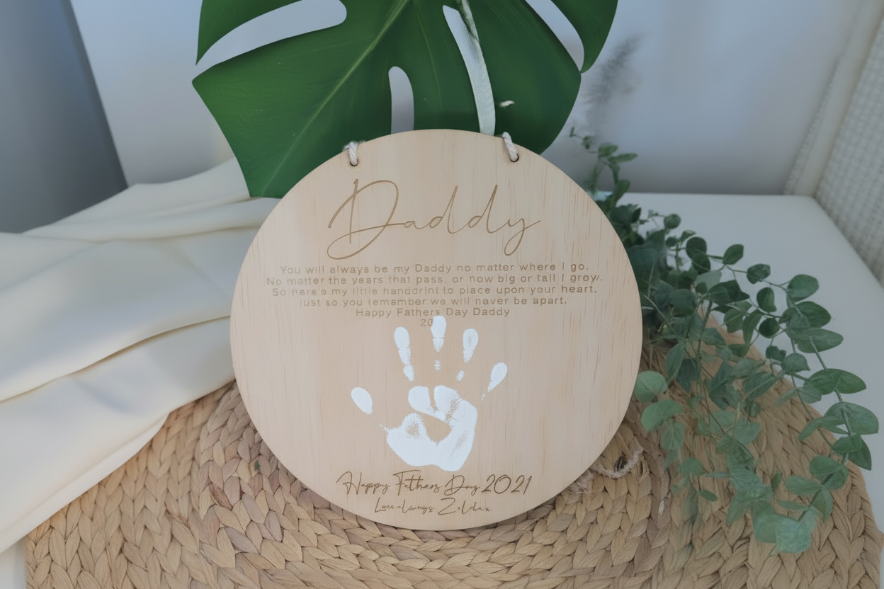 Sentimental Fathers Day Kids Hand Print Hanging Plaque alternate view